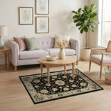 Black Gold Traditional Persian Floral Area Rug