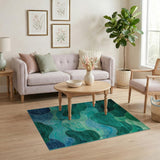 Emerald Wave Abstract Green Area Rug
