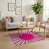 Pink Vibrant Pink Sunburst Geometric Area Rug