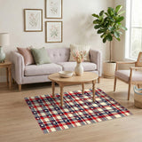 Patriotic Plaid Star Washable Area Rug