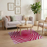 Pink Vibrant Pink Wavy Geometric Area Rug