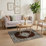 Elegant Brown Persian Medallion Area Rug