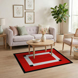 Bold Red Black White Framed Area Rug