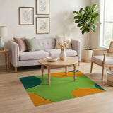 Vibrant Abstract Green Orange Teal Shag Rug