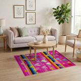 Vibrant Multi-Color Hearts Pink Area Rug