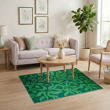 Emerald Green Swirling Leaf Area Rug
