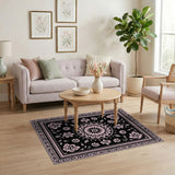 Pink Traditional Persian Pink Floral Medallion Persian Area Rug