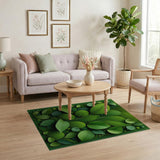 Green Lush Green Leaves Abstract Area Rug