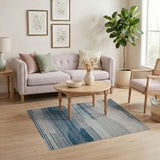 Blue Striped Geometric Area Rug