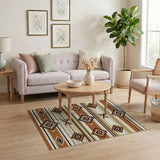 Tan Brown Diamond Stripe Southwestern Rug