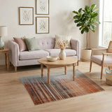 Beige to Rust Distressed Horizontal Stripe Area Rug
