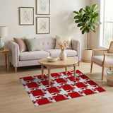 Red Festive Red Reindeer Silhouette Area Rug
