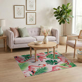 Pink Flamingo Monstera Area Rug