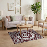 Intricate Red Mandala Floral Area Rug