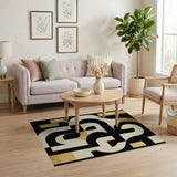 Gold and Silver Gold Accent Geometric Abstract Area Rug