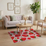 Whimsical Strawberry Fruit Pattern Area Rug