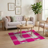 Bold Pink Stripe Geometric Area Rug