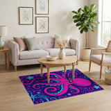 Cute Pink Octopus Kids Area Rug with Stars