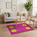 Playful Yellow Apples on Hot Pink Area Rug