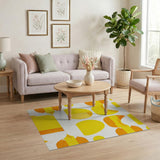 Vibrant Yellow Orange Geometric Modern Rug