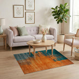 Teal and Burnt Orange Geometric Abstract Area Rug