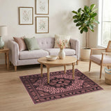 Pink Leopard Mandala Boho Area Rug