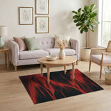 Red Wave Geometric Abstract Area Rug