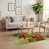 Vibrant Red Berry Clusters Branch Rug