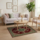Ornate Red Medallion Traditional Persian Rug