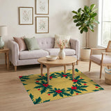 Golden Holly Berry Wreath Area Rug