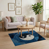 Blue Yin-Yang Geometric Area Rug