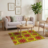 Vibrant Yellow Persian Medallion Area Rug