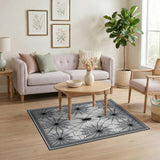 ODIKA Gothic Spiderweb Washable Rug - Black & White Non-Slip Low Pile Area Rug