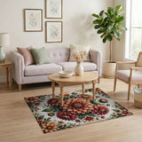 Orange Vintage Dahlia Floral Area Rug