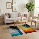Vibrant Multi-Color Geometric Abstract Area Rug