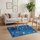 Cute Cartoon Cats Sea Adventure Blue Rug
