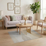 Layered Abstract Mountains Beige Area Rug