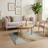 Abstract Layered Mountain Beige Area Rug