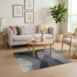 Abstract Layered Grey Hills Area Rug