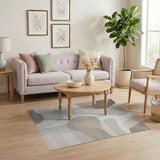 Beige and Neutral Abstract Beige Grey Organic Shapes Area Rug