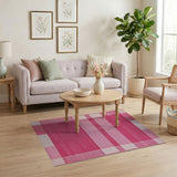 Vibrant Pink and White Plaid Area Rug