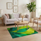 Vibrant Overlapping Green Leaves Area Rug