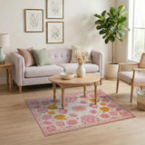 Pink Pink Floral Vintage Area Rug