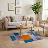 ODIKA Modern Geometric Color Block Washable Area Rug - Low Pile Non-Slip