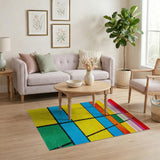 Vibrant Grid Multi-Color Geometric Area Rug