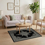 Traditional Persian Ornate Black White Mandala Area Rug