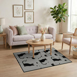 Spooky Black Cat Owl Silhouette Area Rug