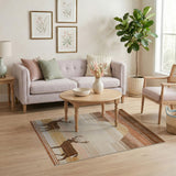 Deer Silhouette Sunset Striped Brown Tan Rug