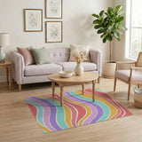 Abstract Area Vibrant Wavy Multi-Color Area Rug