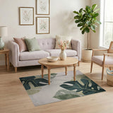Abstract Green Monstera Leaf Area Rug